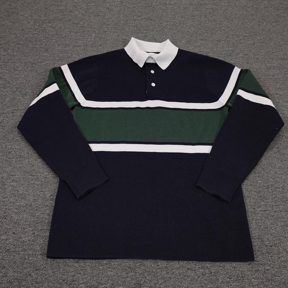 Norse Projects Ruben Knitted Polo Shirt Mens Small‎ Blue Stripe Long Sleeve